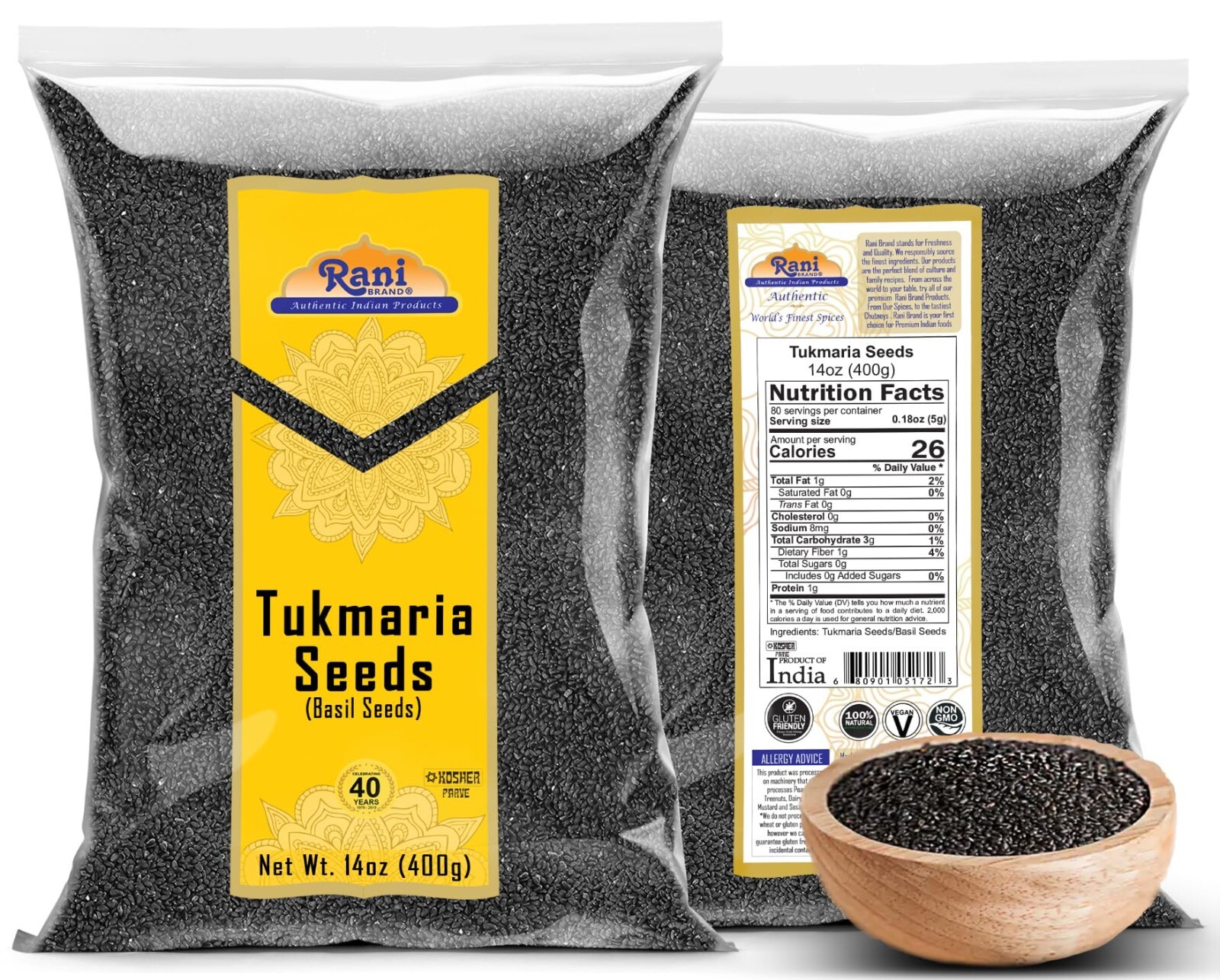 Rani Tukmaria (Natural Holy Basil Seeds) 14oz (400g)