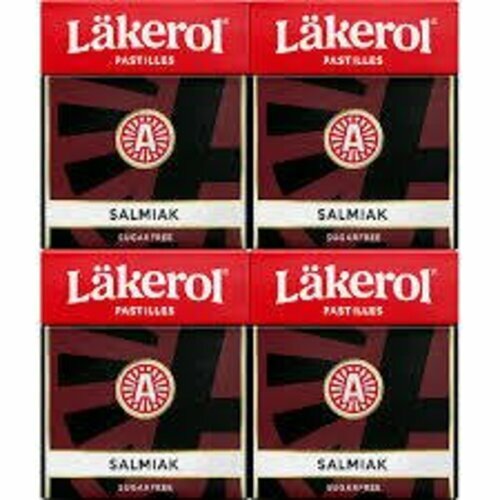 12 Packs Läkerol ( Lakerol ) Salmiak Sugar Free 12 x 24g ( 0.85 oz) / Packet