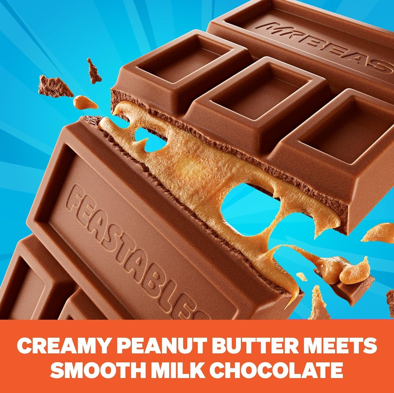 MrBeast Peanut Butter Milk Chocolate Bar, King Size, 10 Count | Fairtrade coc…