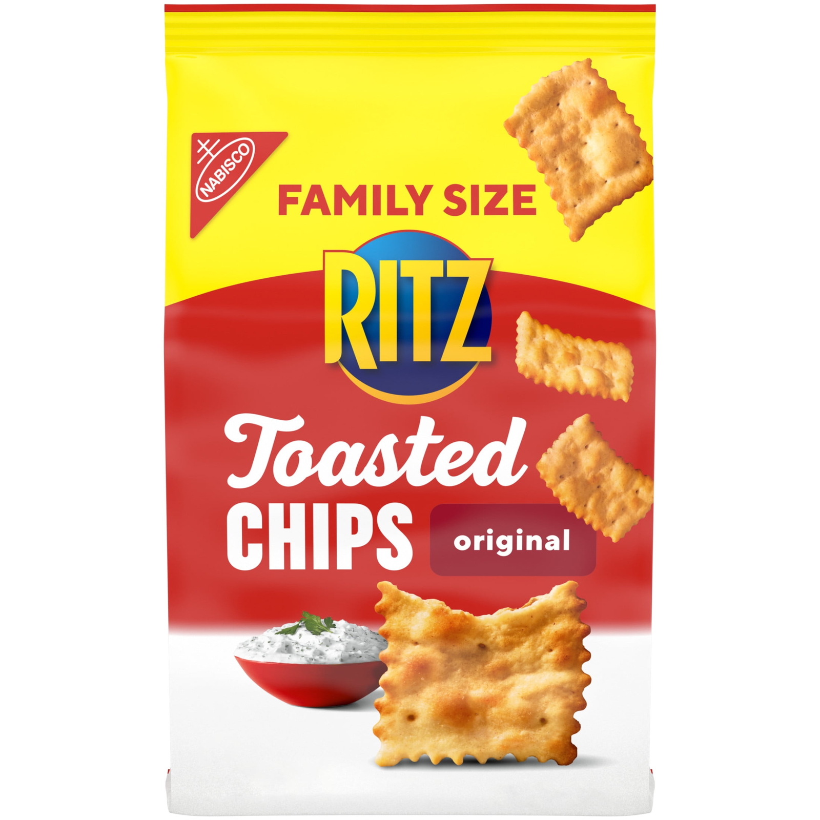 RITZ Toasted Chips Original Crackers, Family Size, 11.4 oz (3 pack)