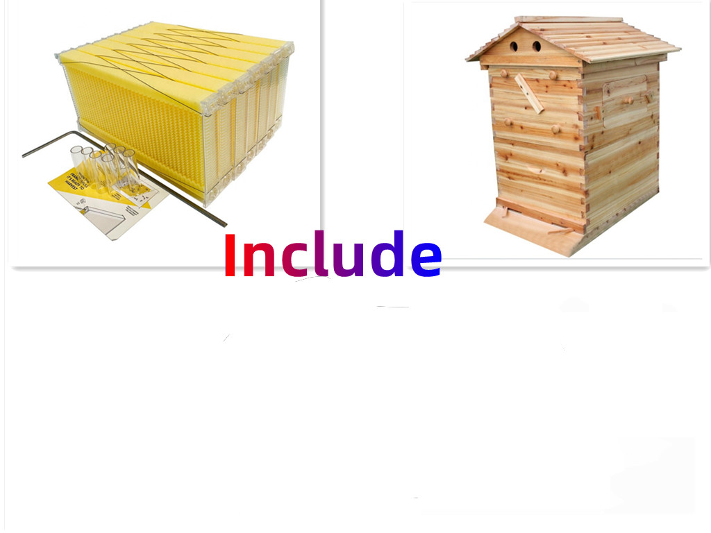 Certified Waxed Wooden AUTO Shed Beehive BeeHives 7 Plastic Beekeeping Frames
