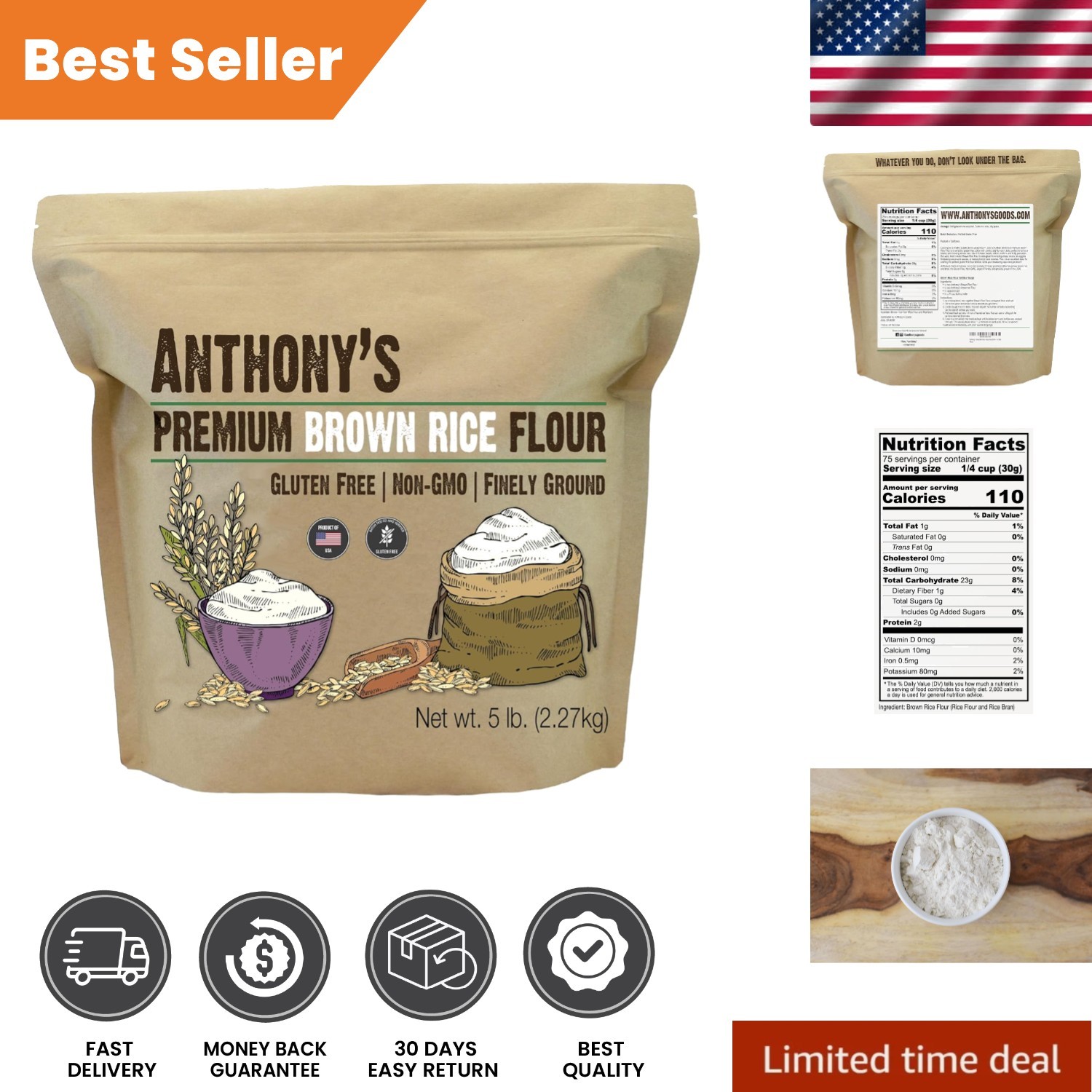 Batch Tested 5 lb Brown Rice Flour – and Gluten Free Ingredient
