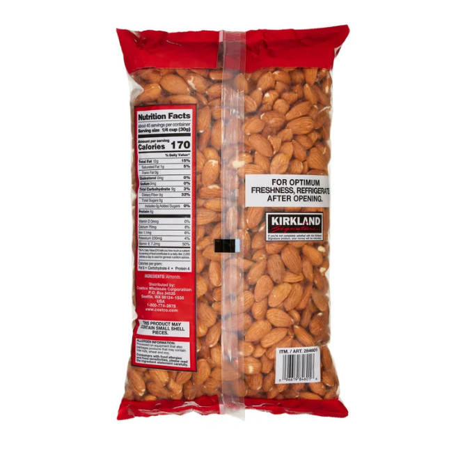 Kirkland Signature Supreme Whole Almonds 3 lbs Fresh Premium Bulk Nuts Kosher