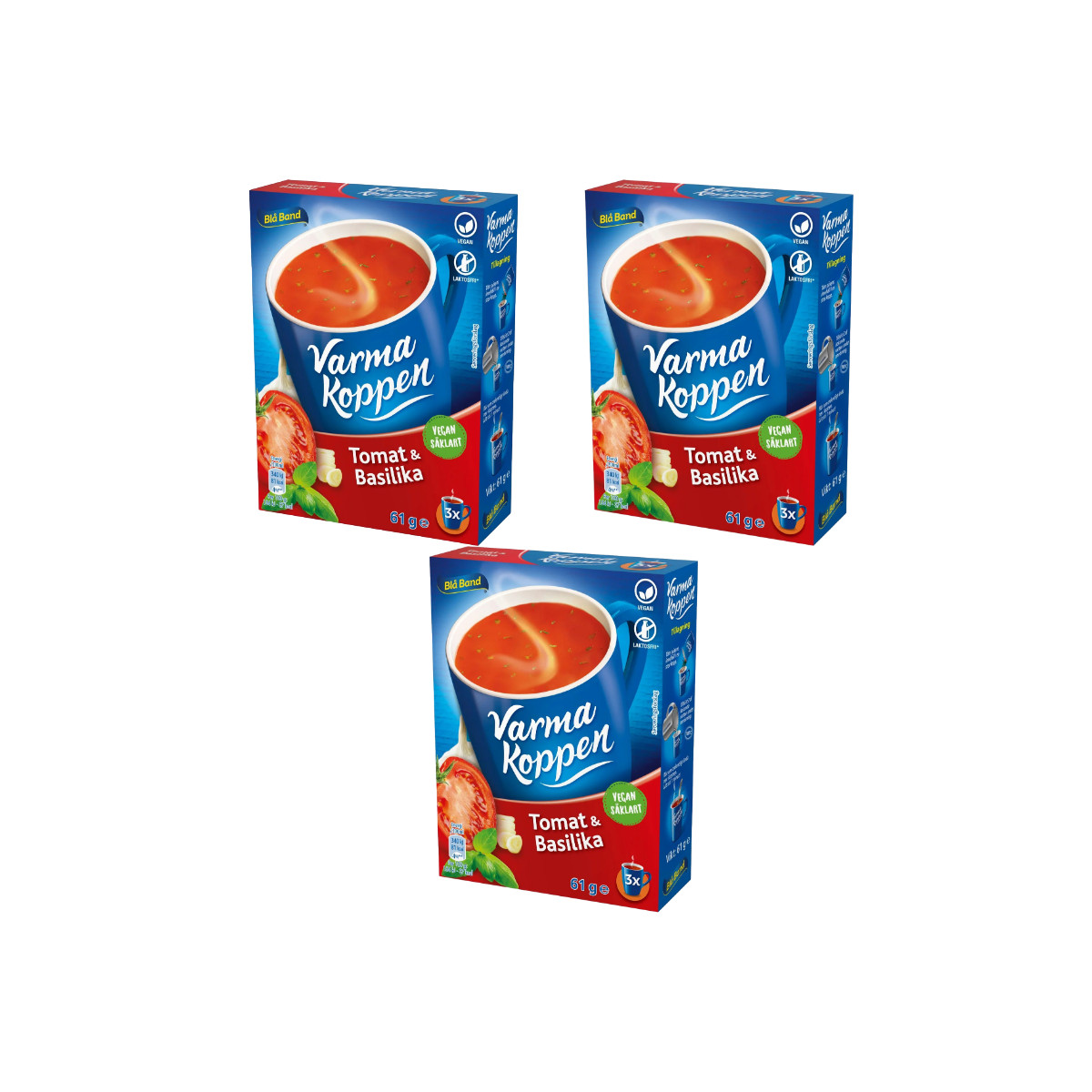 3x Blå Band Varma Koppen Tomato & Basil Soup 61g Swedish Cup Soup