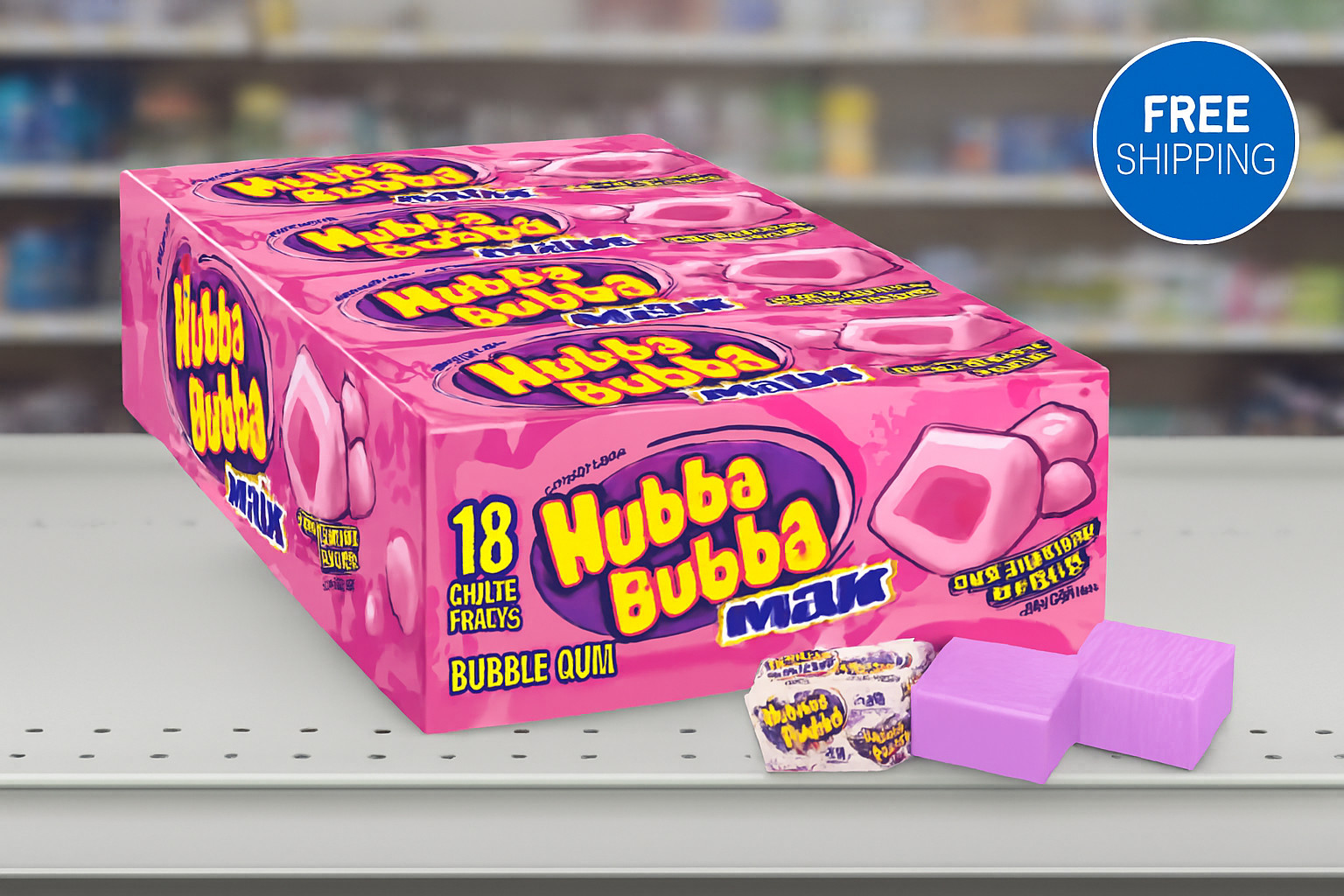 Hubba Bubba Max Bubble Gum – Original Flavor, 18 Bulk 5-Count Packs