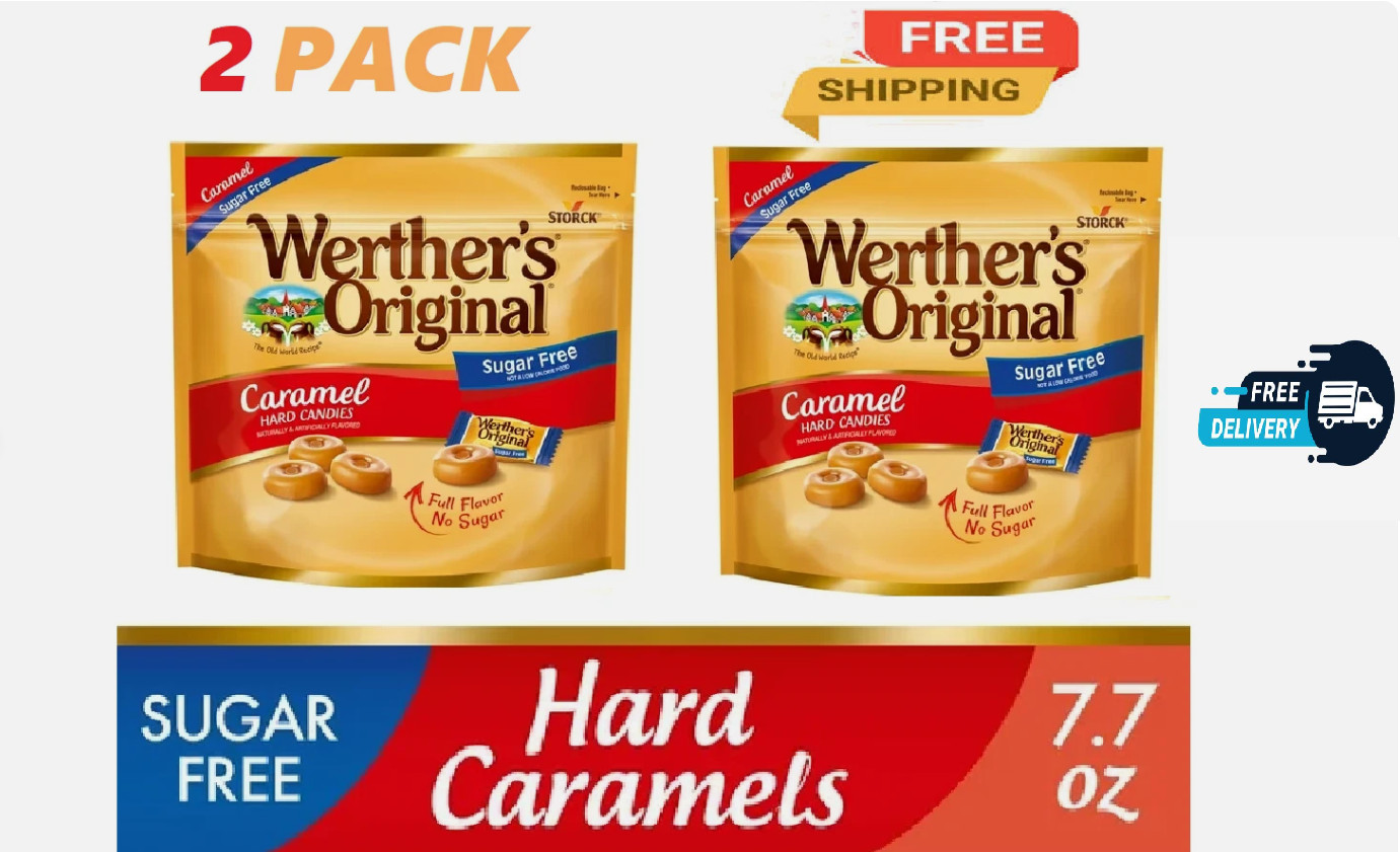 Werther’s Original Hard Sugar Free Caramel Candy, 7.7 oz PACK OF 2
