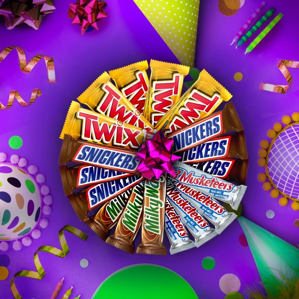 SNICKERS TWIX 3 MUSKETEERS MILKY WAY Full Size Candy Bars Variety Pack 18 Ct..