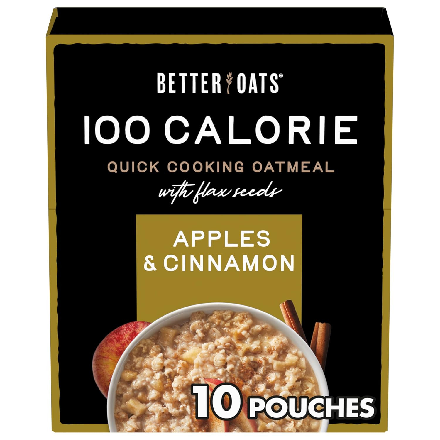 100 Calorie Apples and Cinnamon Oatmeal Packets, Instant Breakfast with Flax See