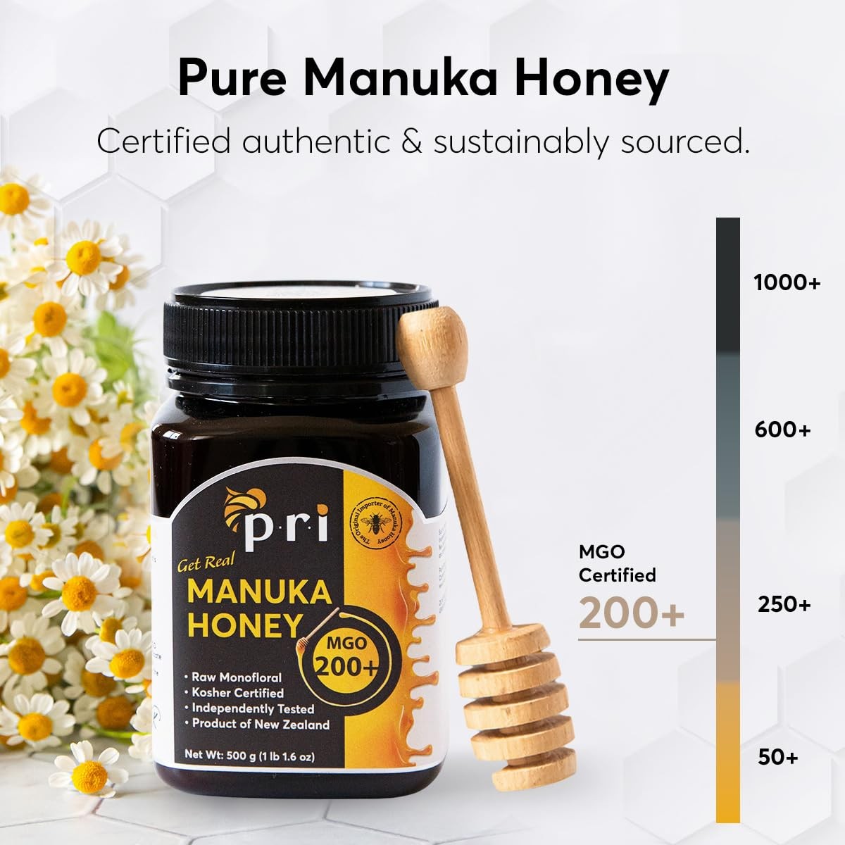 P.R.I Manuka Honey MGO 200+, Monofloral Raw New Zealand Cool‐Processed & 100%