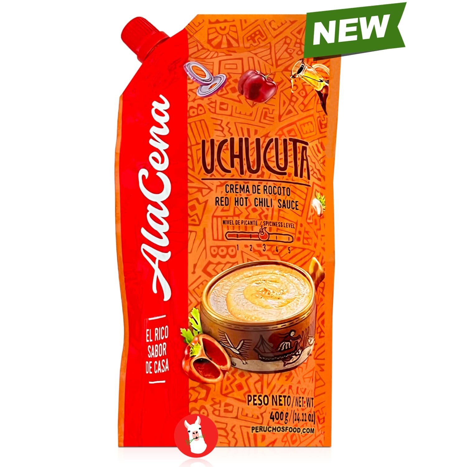 AlaCena New Crema de Rocoto Uchucuta 400g | Peruvian Red Hot Chili Sauce 2 Pack