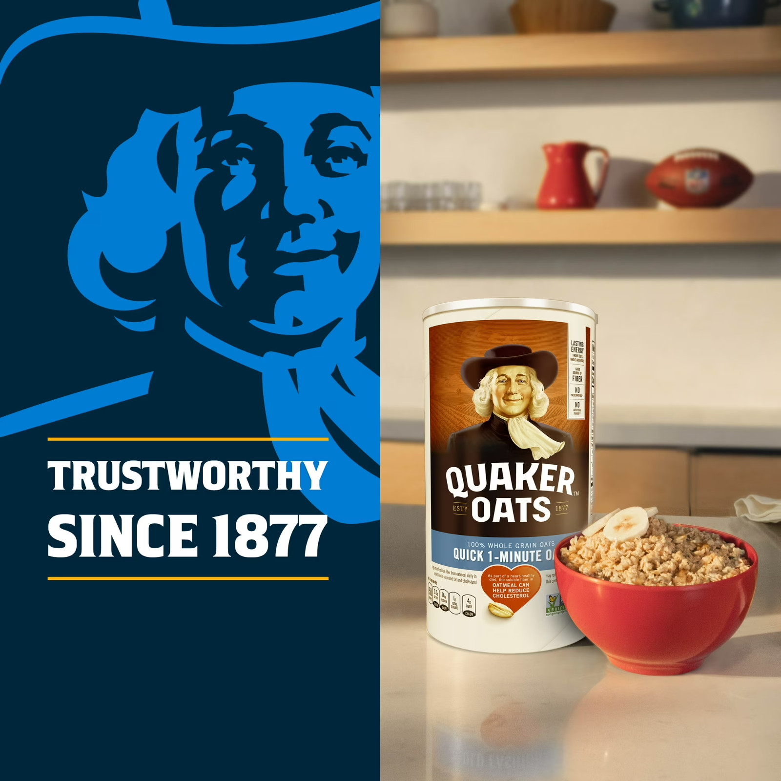 Quaker Old Fashioned Instant Whole Grain Oatmeal, 42 oz Canister pack of 2