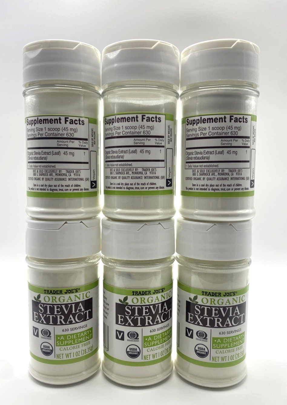 Lot of 6 New Trader Joe’s Pure Organic Stevia Extract Powder EXP 2032