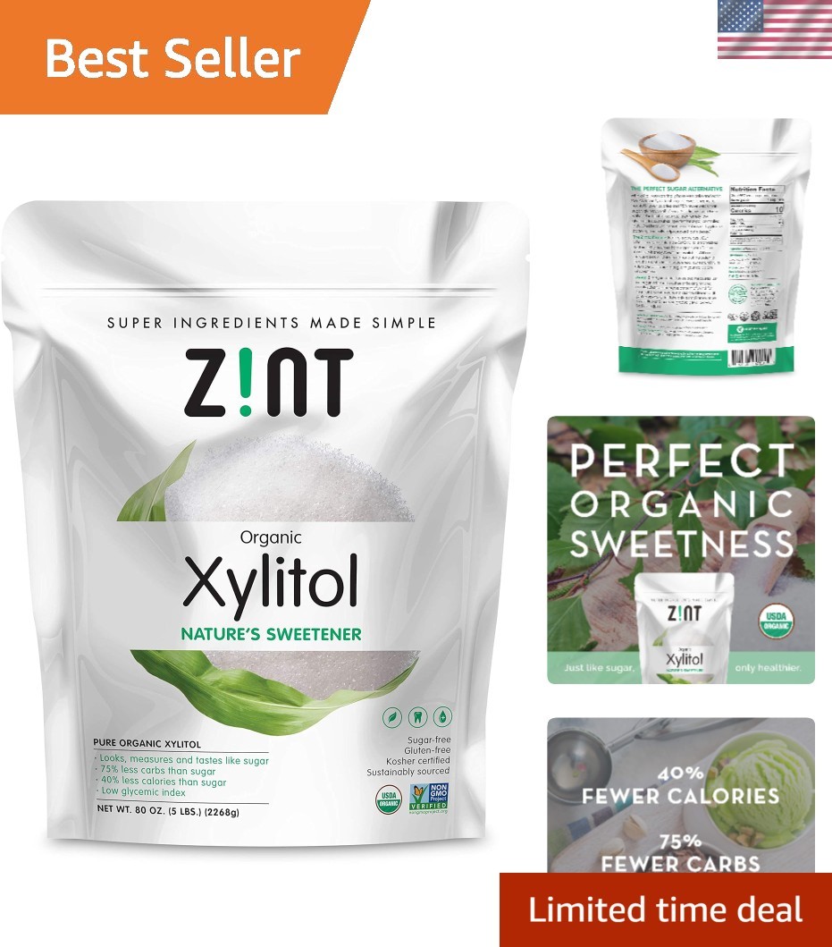 Organic Xylitol Sweetener 5 lbs: USDA Certified Natural Sugar Free Substitute…