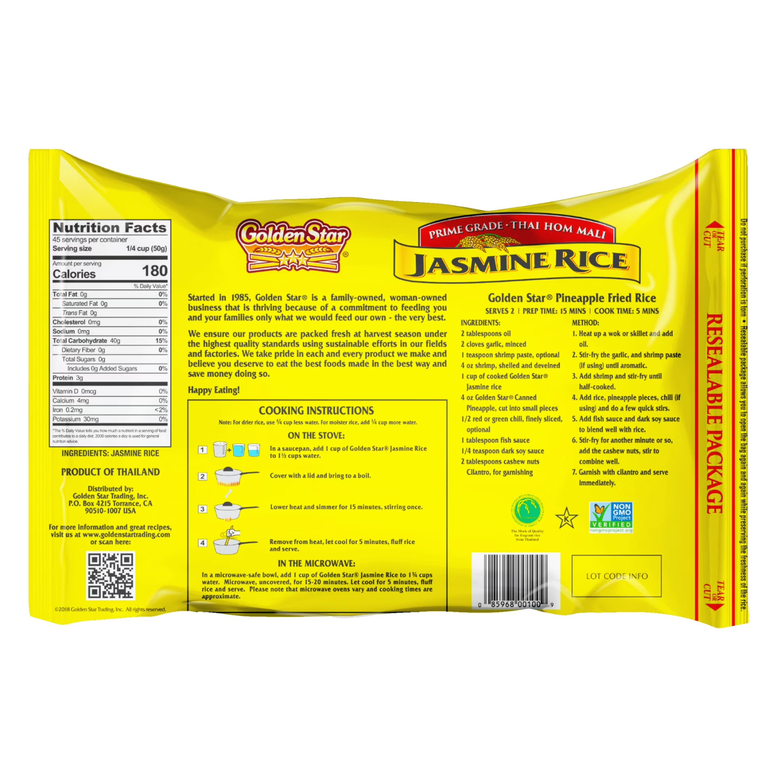 Golden star Thai Hom Mali jasmine Rice 5 lbs…..
