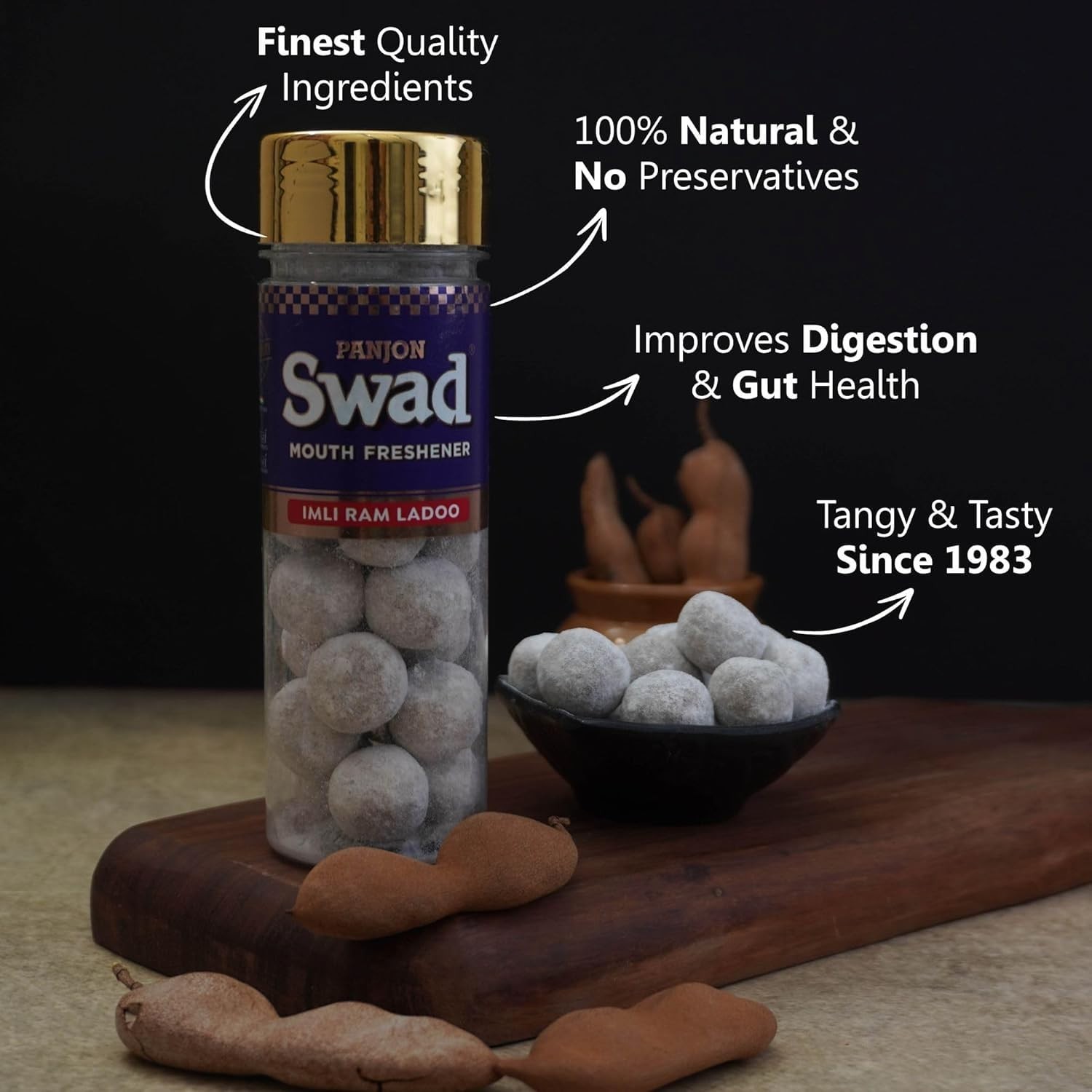 Swad Imli Ram Laddoo Mukhwas Digestive Mouth Freshener After-Meal Snack Tasty AI