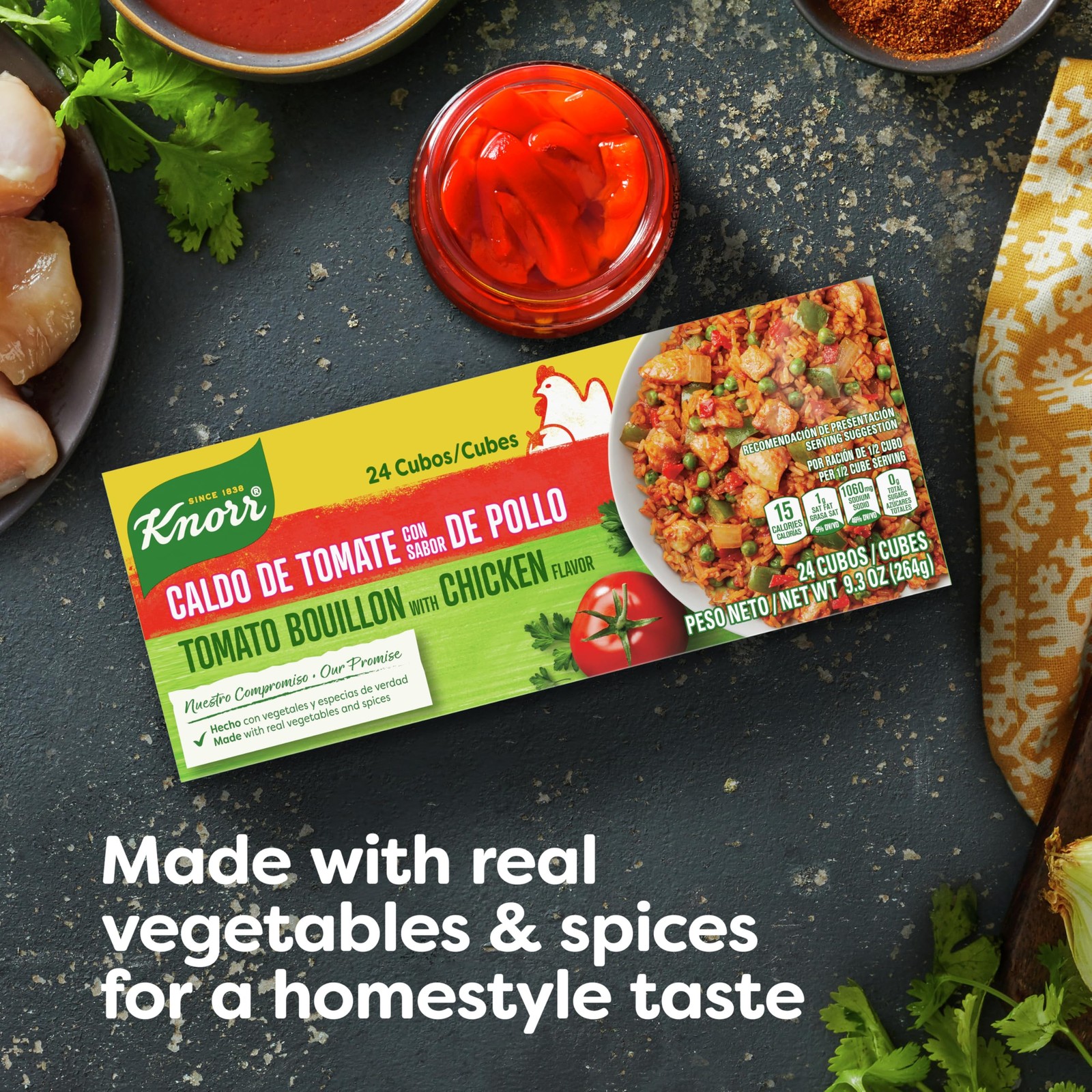 Knorr Bouillon Cubes 24 Count Tomato with Chicken Flavor 32 Ounce (Pack of 1)