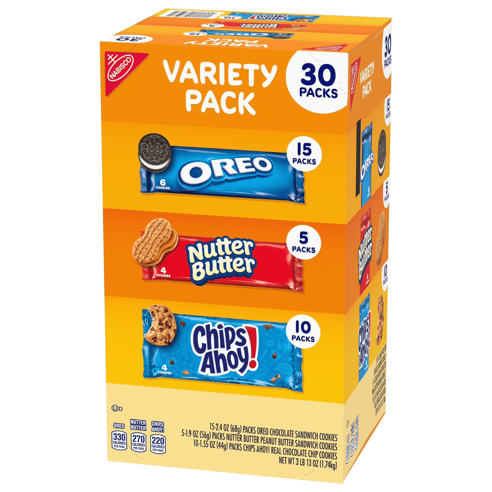 Nabisco Cookie Variety Pack 30 Packs Oreo Chips Ahoy Nutter Butter Snack Treat