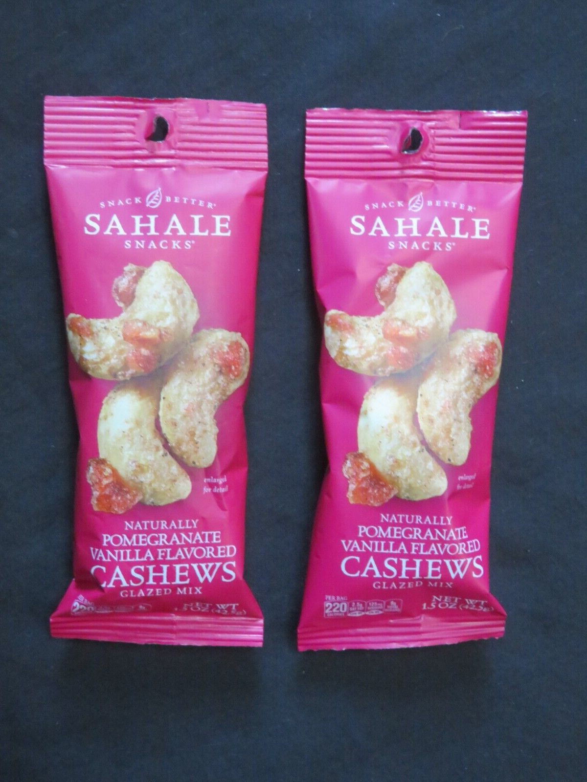 (2) Bags Sahale Snacks Pomegranate Vanilla Flavored Pistachios Glazed Mix 1.5 Oz