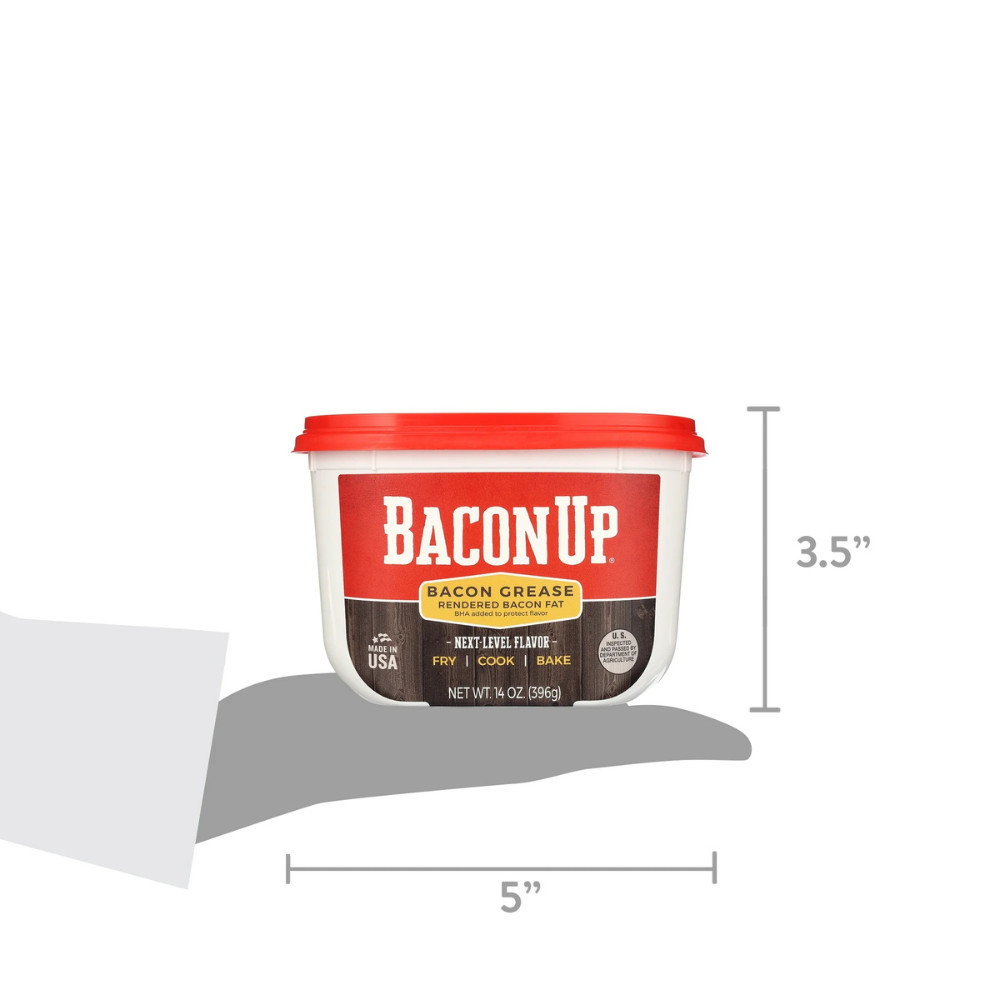 3-Pack Bacon Up Authentic Rendered Bacon Grease Cooking Fat, 14 oz Tub, Non-GMO