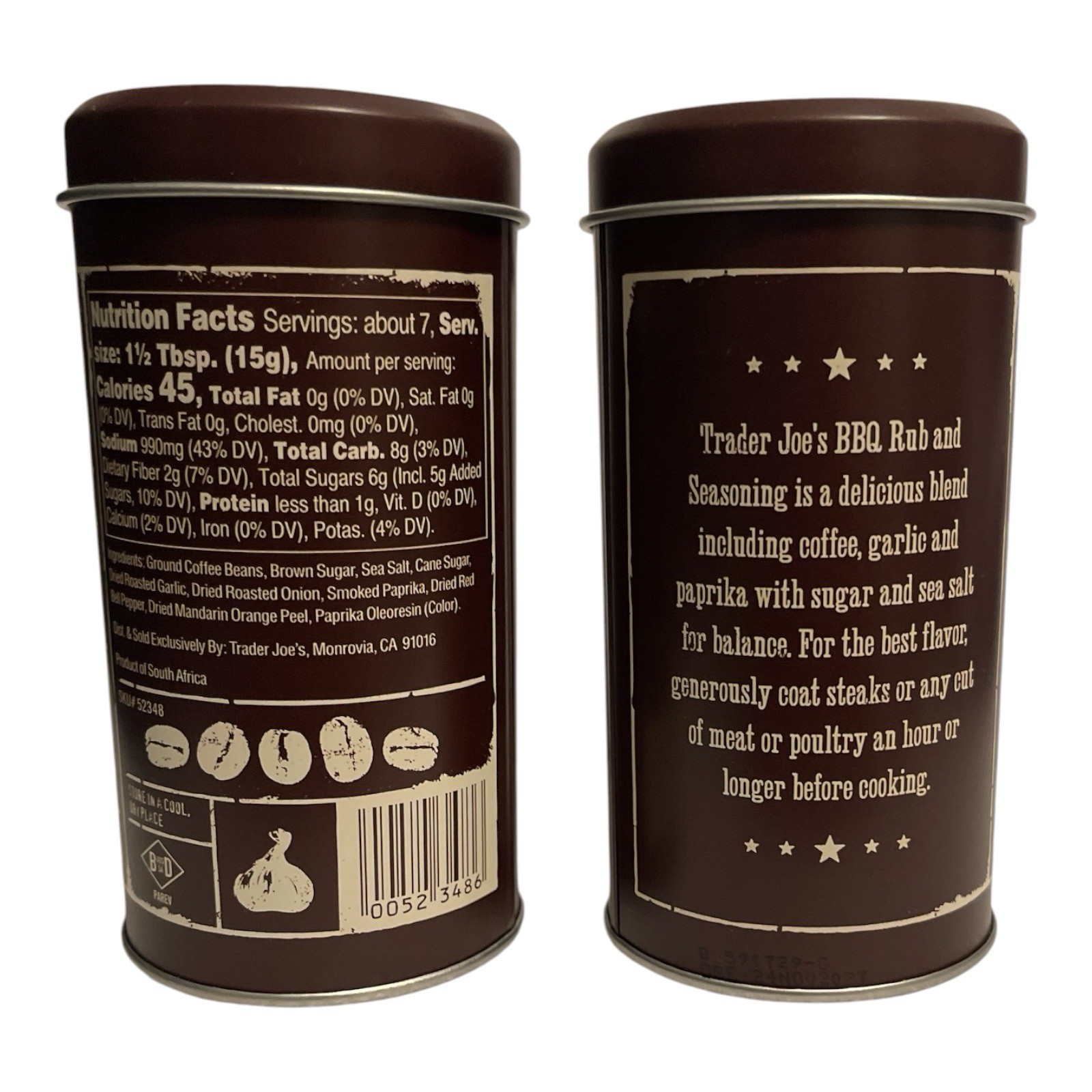 2 Trader Joe’s BBQ Rub & Seasoning with Coffee & Garlic 3.5oz Exp 11/2027
