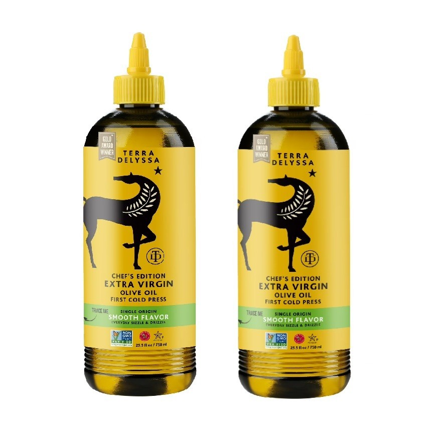 Terra Delyssa Single Origin EVOO Squeeze Bottle, Smooth, 25.5 fl oz. Pack of 2