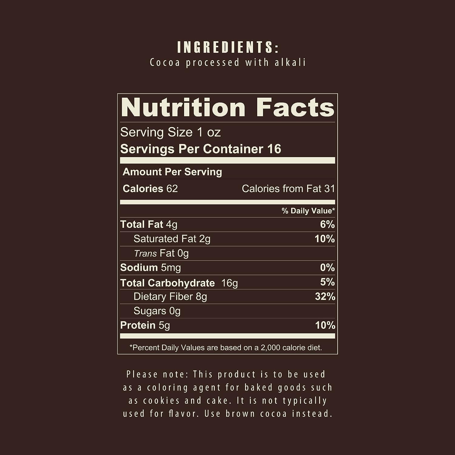 Dutch Processed Black Cocoa Powder for Baking | Unsweetened, Vegan, Keto