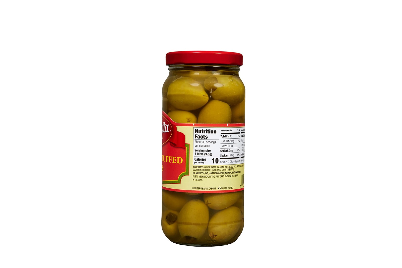 Mezzetta Jalapeño Stuffed Olives – Locally 10 Ounce (Pack of 6), No Color