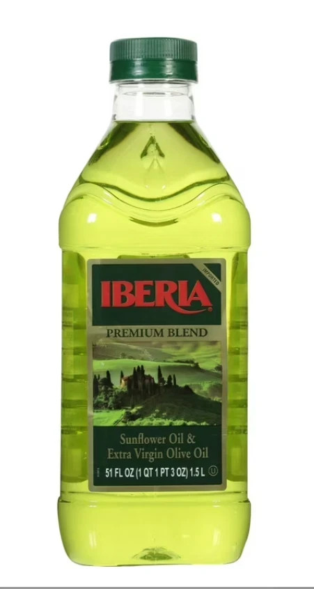 Iberia Extra Virgin Olive & Sunflower Oil Blend,Cooking Baking 51oz (Pack Of 2)