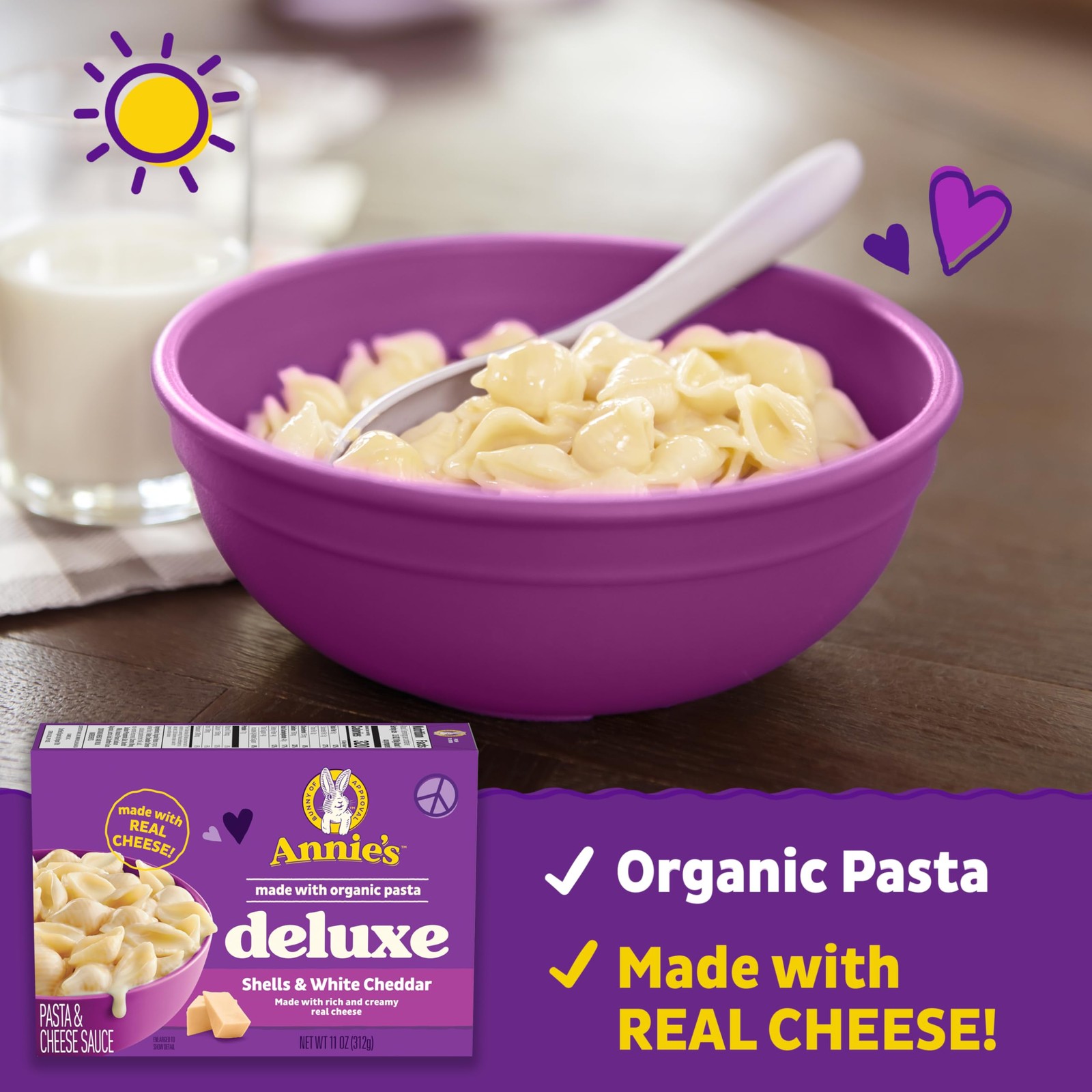 Annies Deluxe Macaroni And Cheese Pasta, Real White Cheddar 11 Oz – 3 Pack