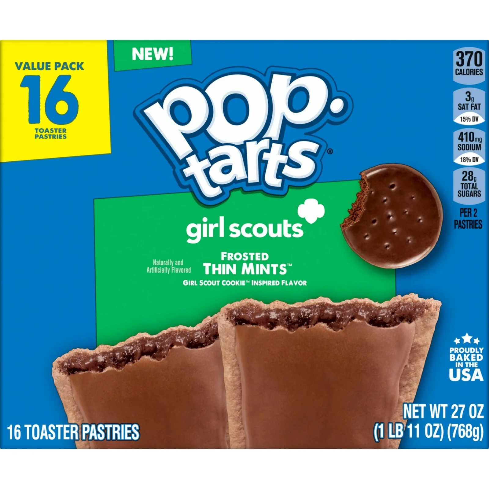 Pop-Tarts Girl Scouts Frosted Thin Mints Toaster Pastries, 27 oz