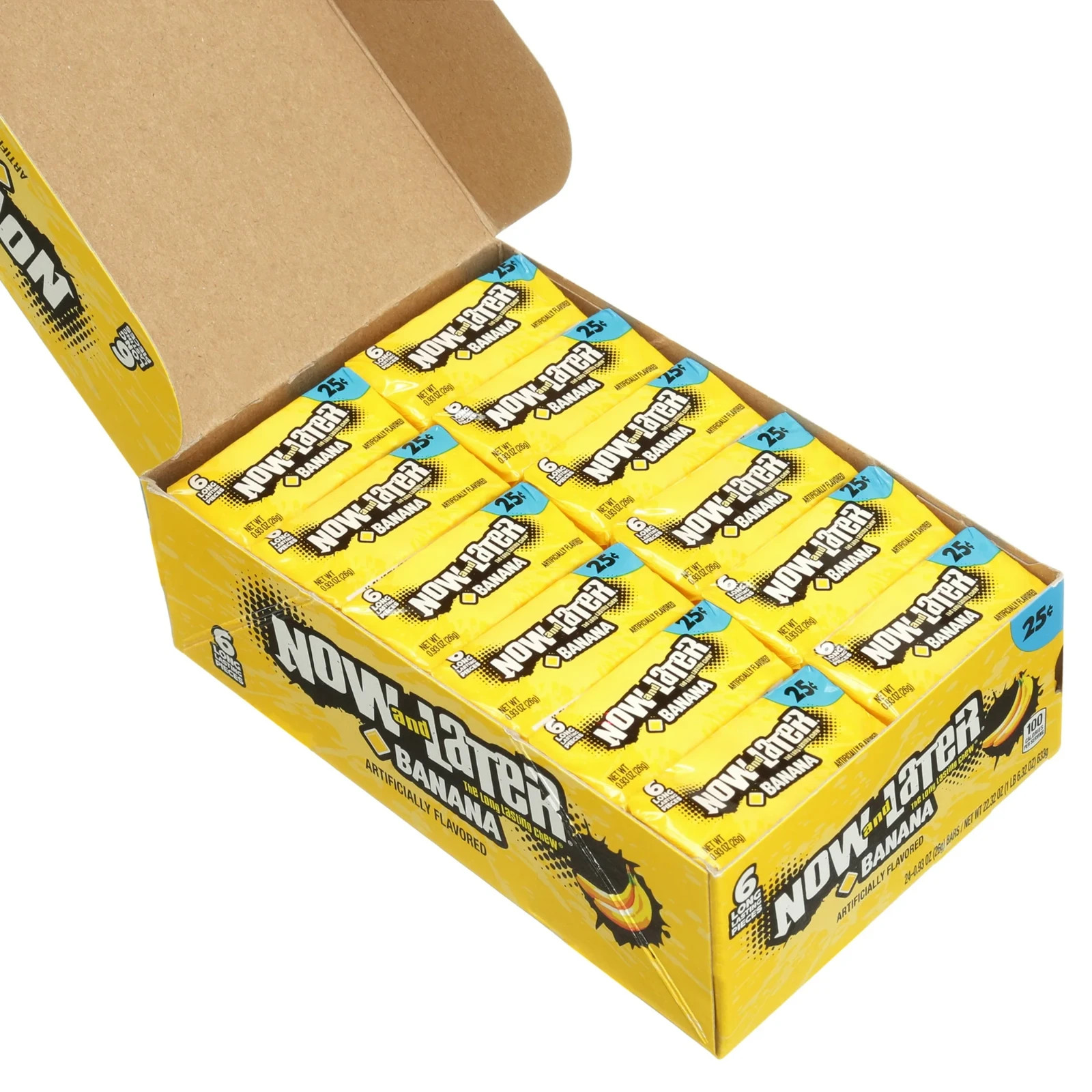 Now and Later Original Banana Chews Candy Bar, 0.93 oz (24 Count)
