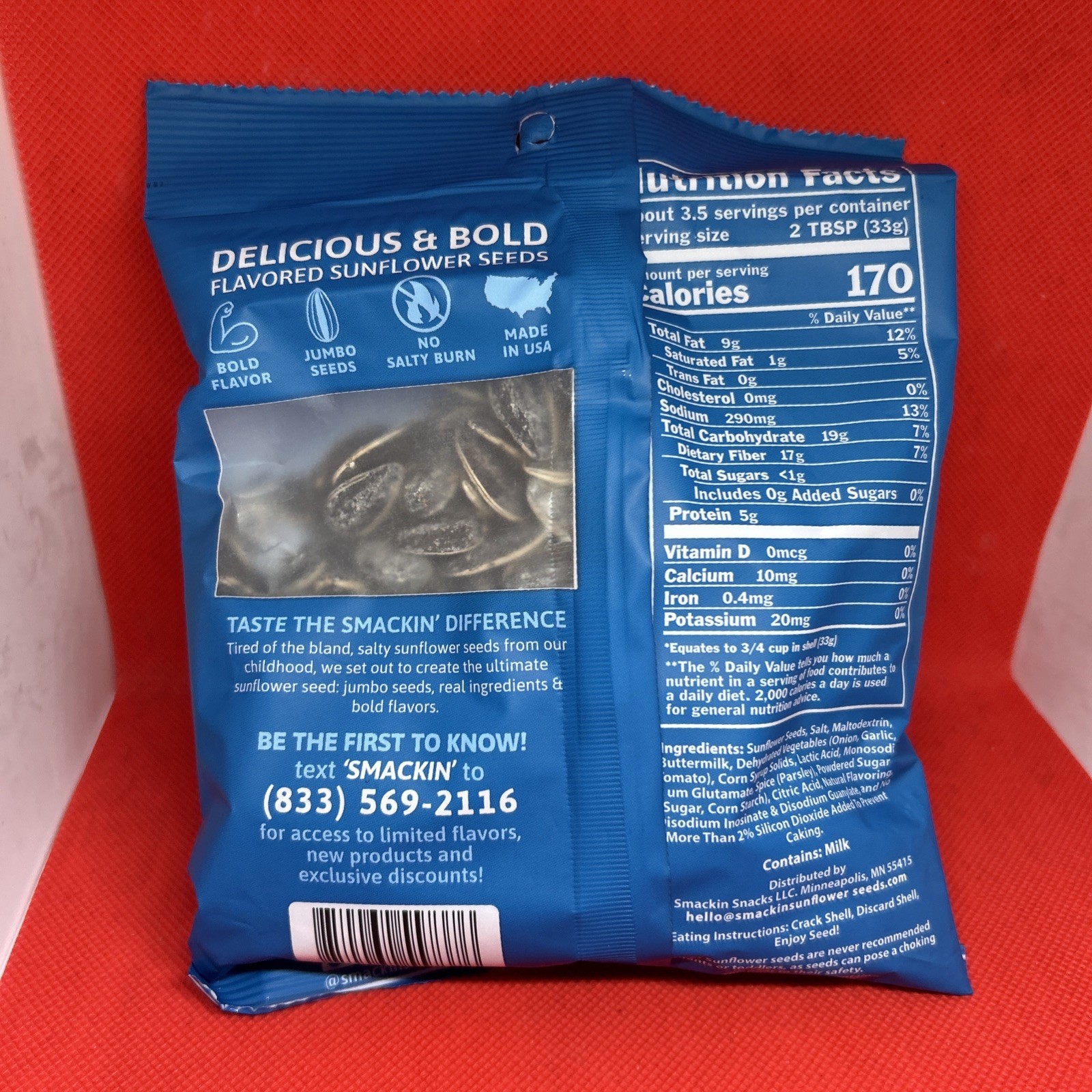 SMACKIN’ Ranch Sunflower Seeds 4oz American Made Low Sodium Exp 04/2026