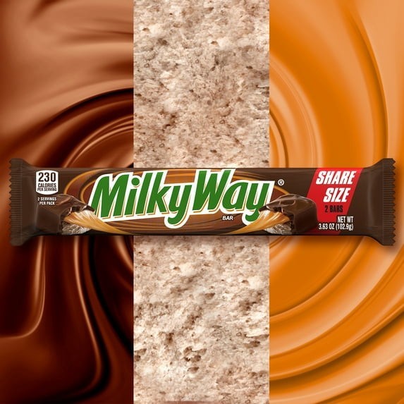 Milky Way Milk Chocolate Candy Bar Share Size 3.63 oz 6 Pack Sweet Snack