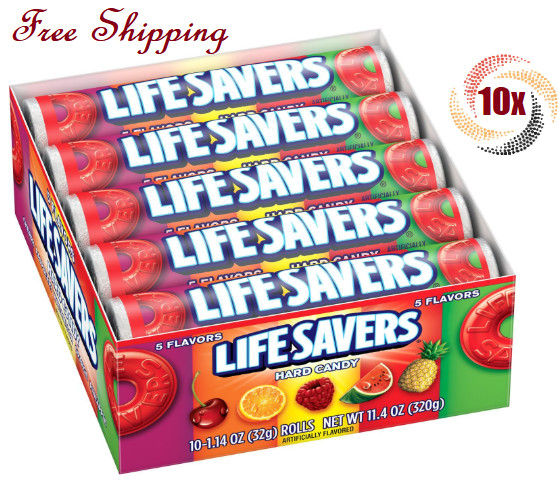 LIFE SAVERS 5 Flavors Hard Candy Rolls, 1.14 Ounce (Pack of 10)