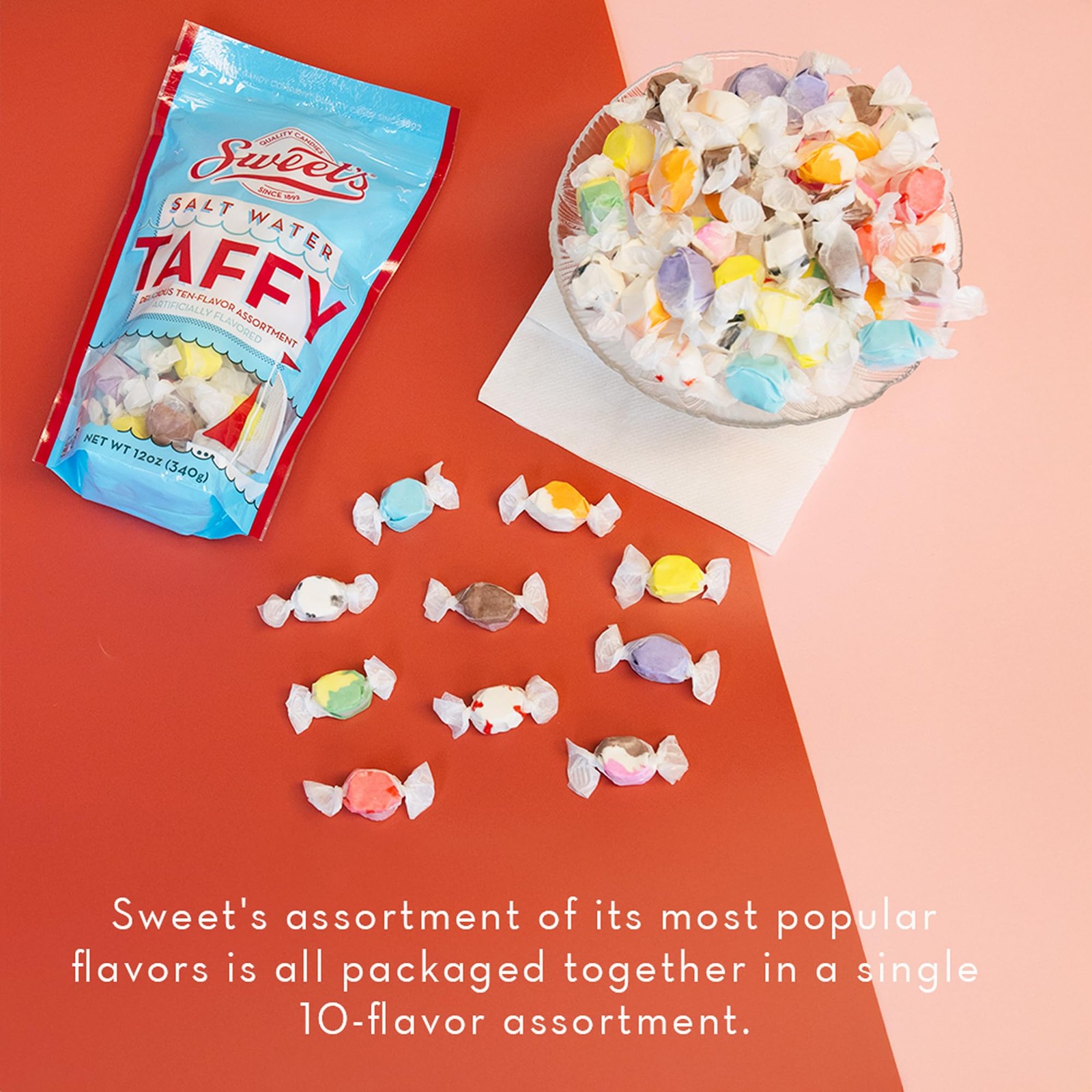 Sweet Candy Company Salt Water Taffy 3 Pound (Pack of 1), Assorted,Orange
