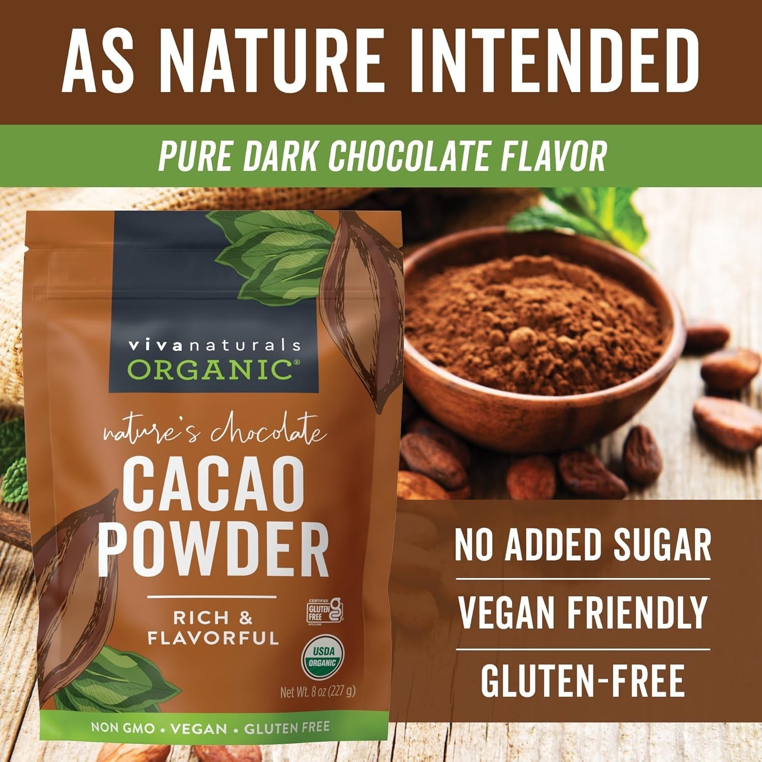 Organic Cacao Powder, Unsweetened, 8 oz 227 g – Rich Dark Chocolate Flavor, P…