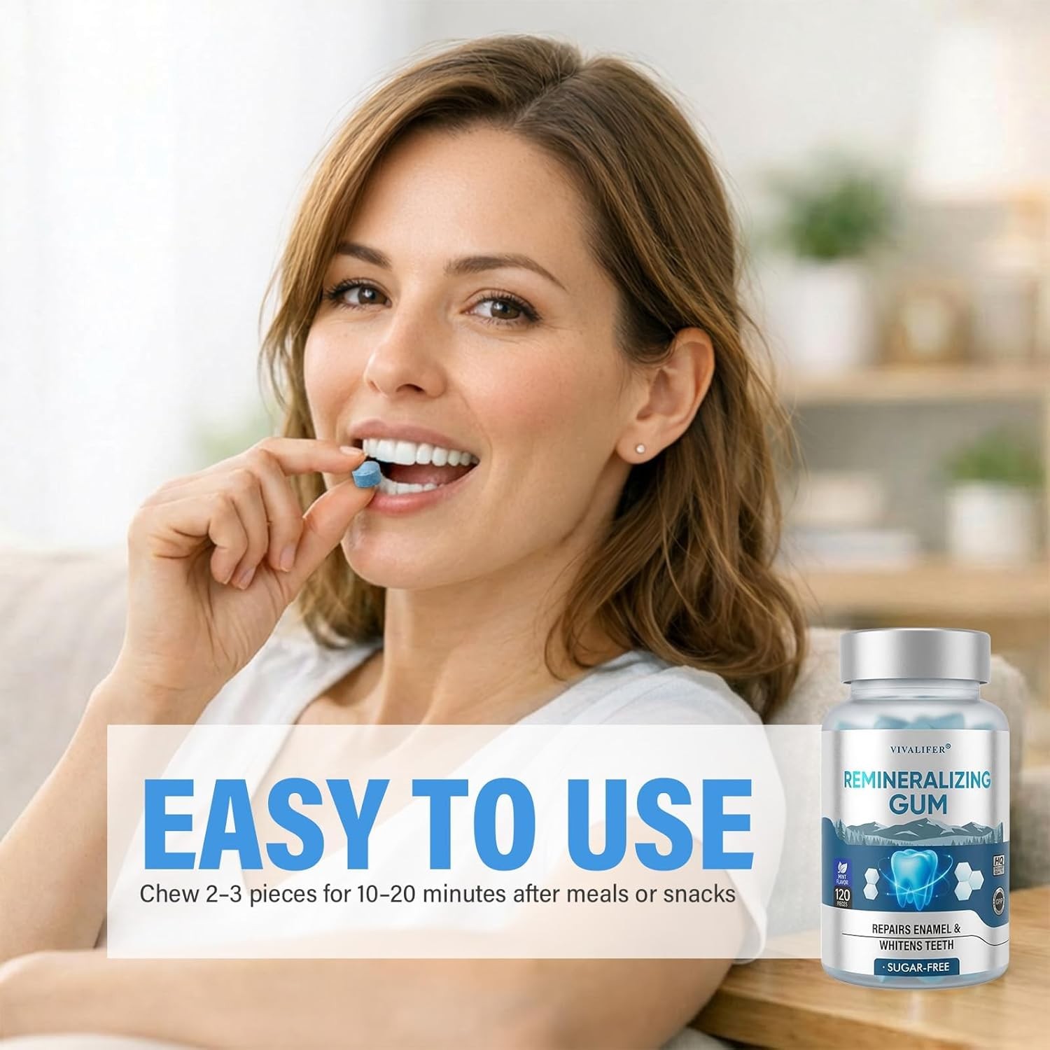 Nano Hydroxyapatite Remineralizing Gum 240 Count Xylitol Enamel Support Mint
