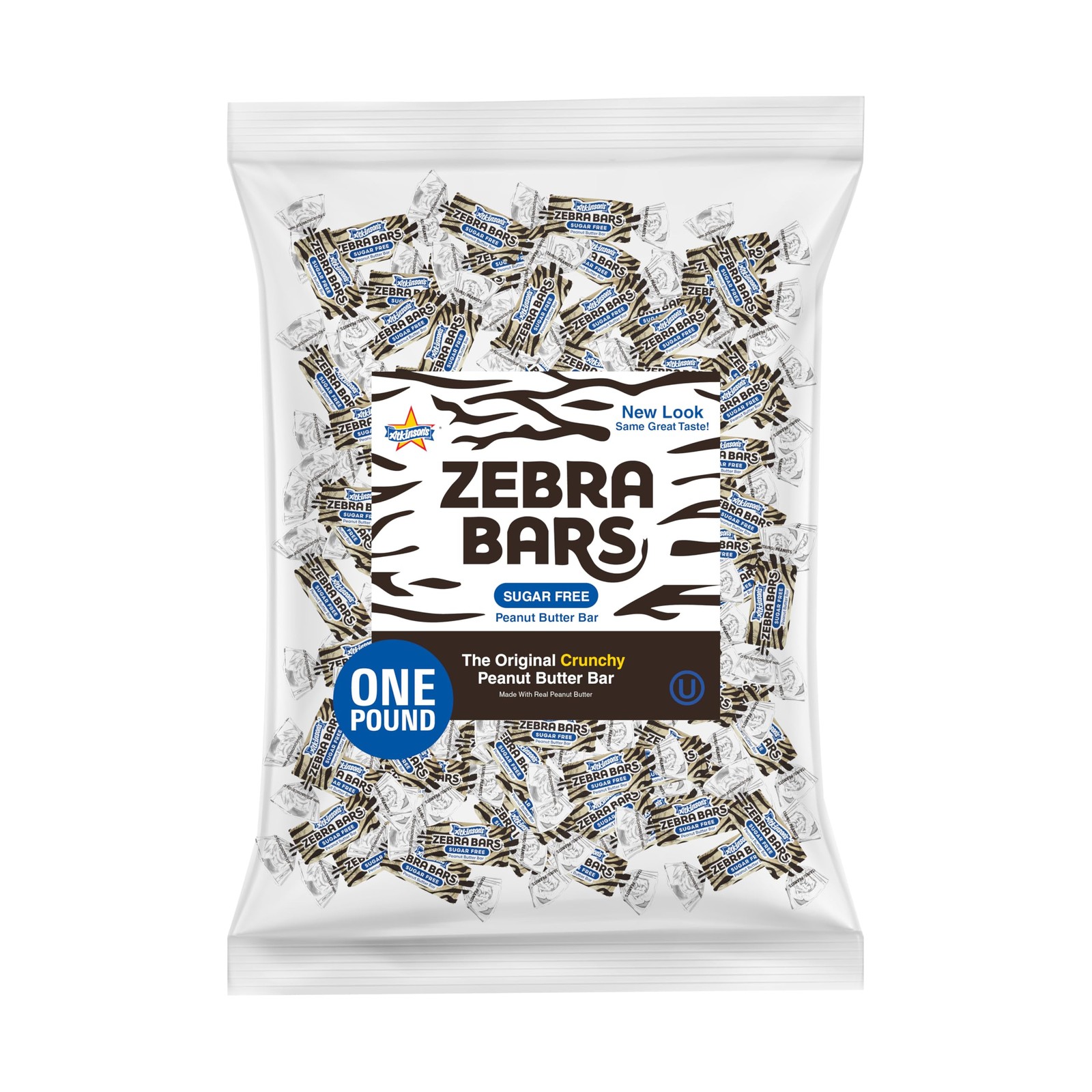 Atkinson’s Sugar Free Peanut Butter Bars Crunchy 1 Pound (Pack of 1), Brown