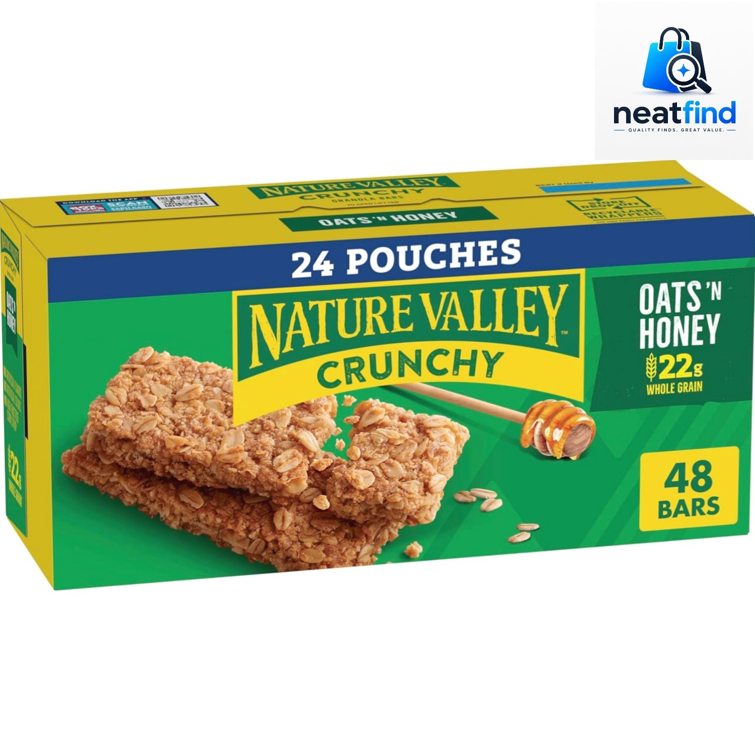 Crunchy Granola Bars, Oats ‘n Honey, 48 Ct, 35.76 oz 24 Pouches