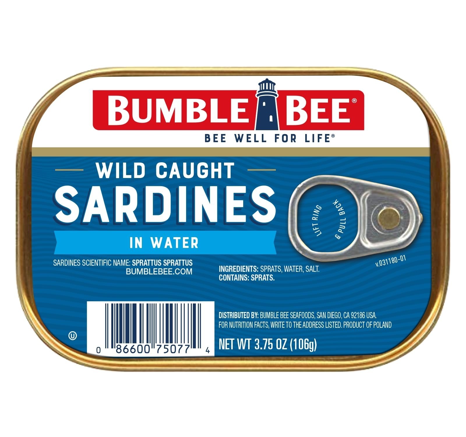 Bumble Bee Sardines in Louisiana Hot Sauce, 3.75 oz Tin, Pack of 12