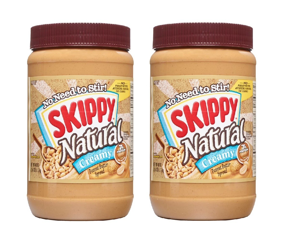 SKIPPY Natural Creamy Peanut Butter Spread, 7 G Protein per Serving, Plastic Jar