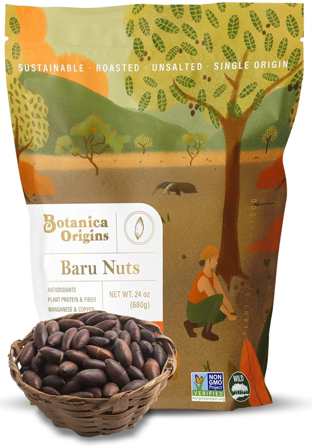 Botanica Baru Nuts, 24 oz | Roasted | Wild | Unsalted | NonGMO | Vegan, Keto …