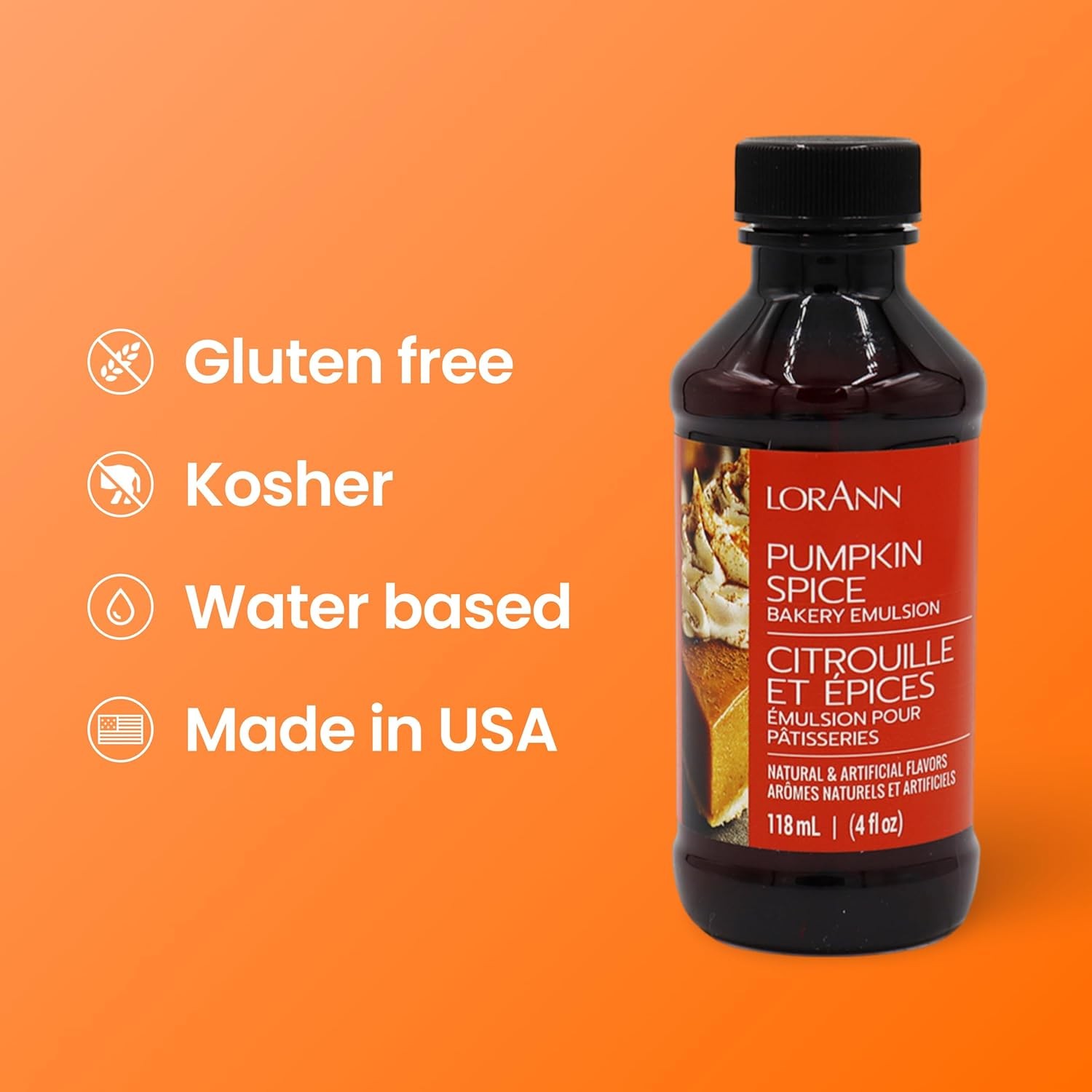 Pumpkin Spice Bakery Emulsion 4 oz Gluten Free Keto Friendly Flavor for Baking