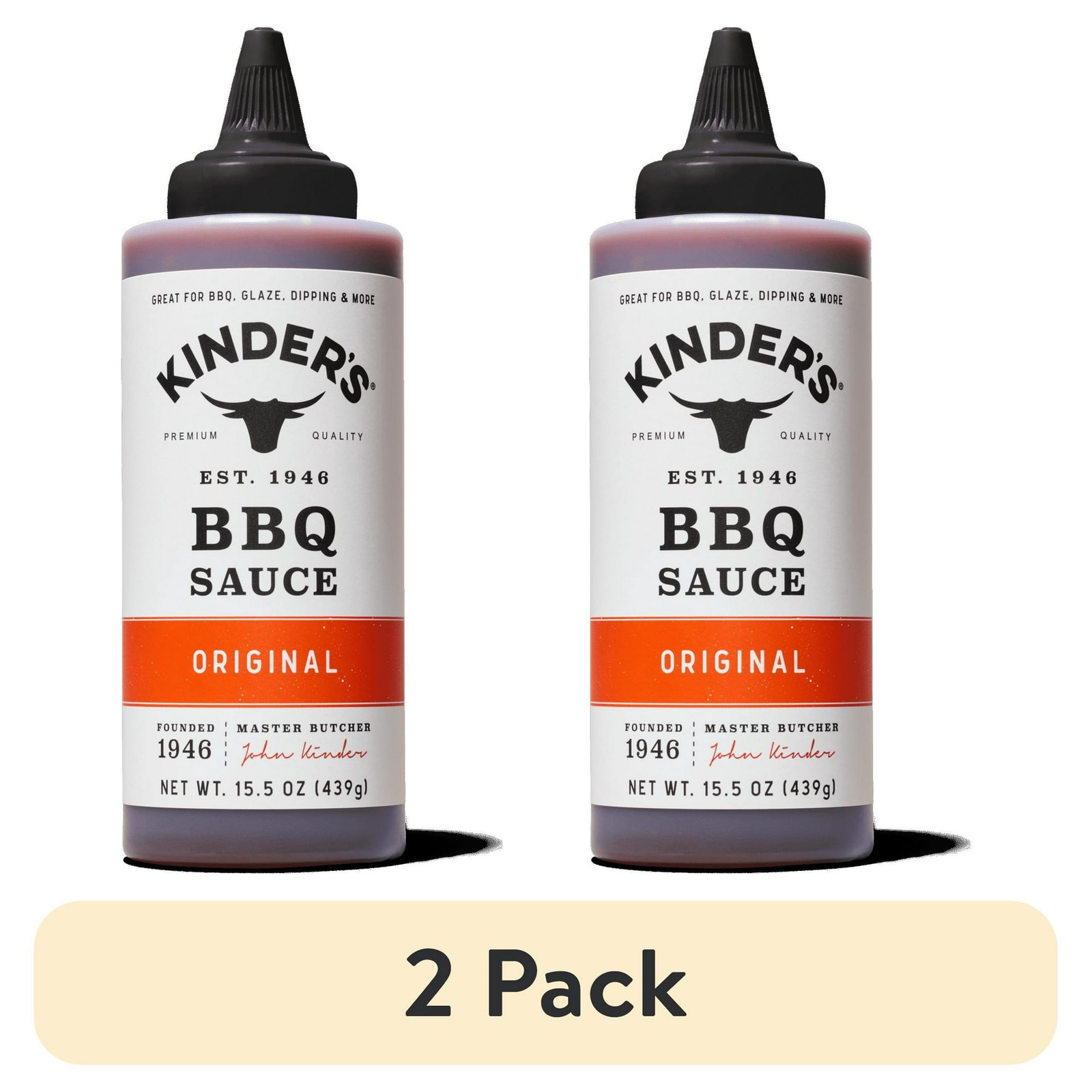 (2 pack) Kinder’s Original Mild BBQ Sauce, 15.5 oz Squeeze Bottle