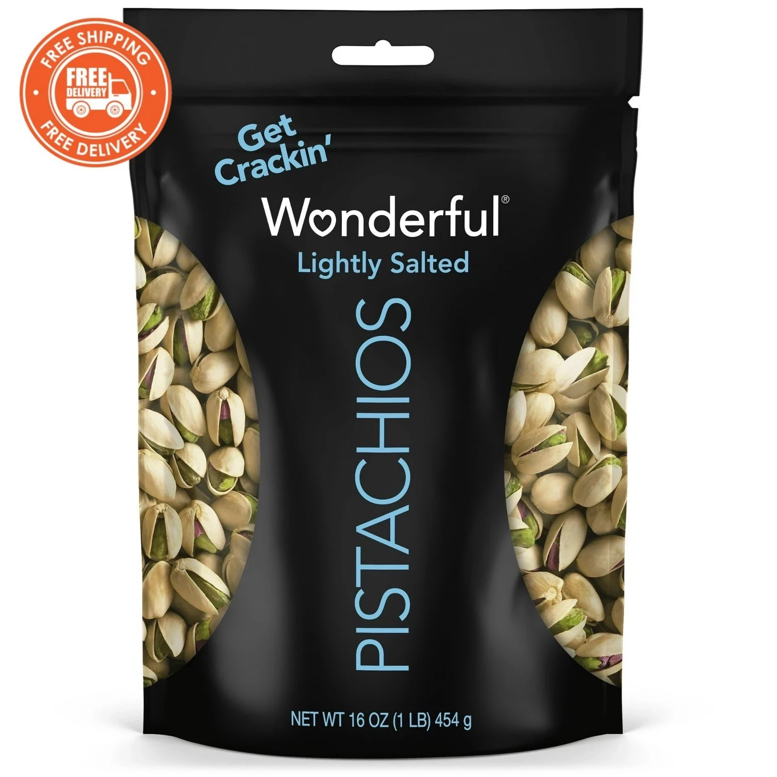 Wonderful Pistachios in-shell lightly salted nuts, 16-ounce bag