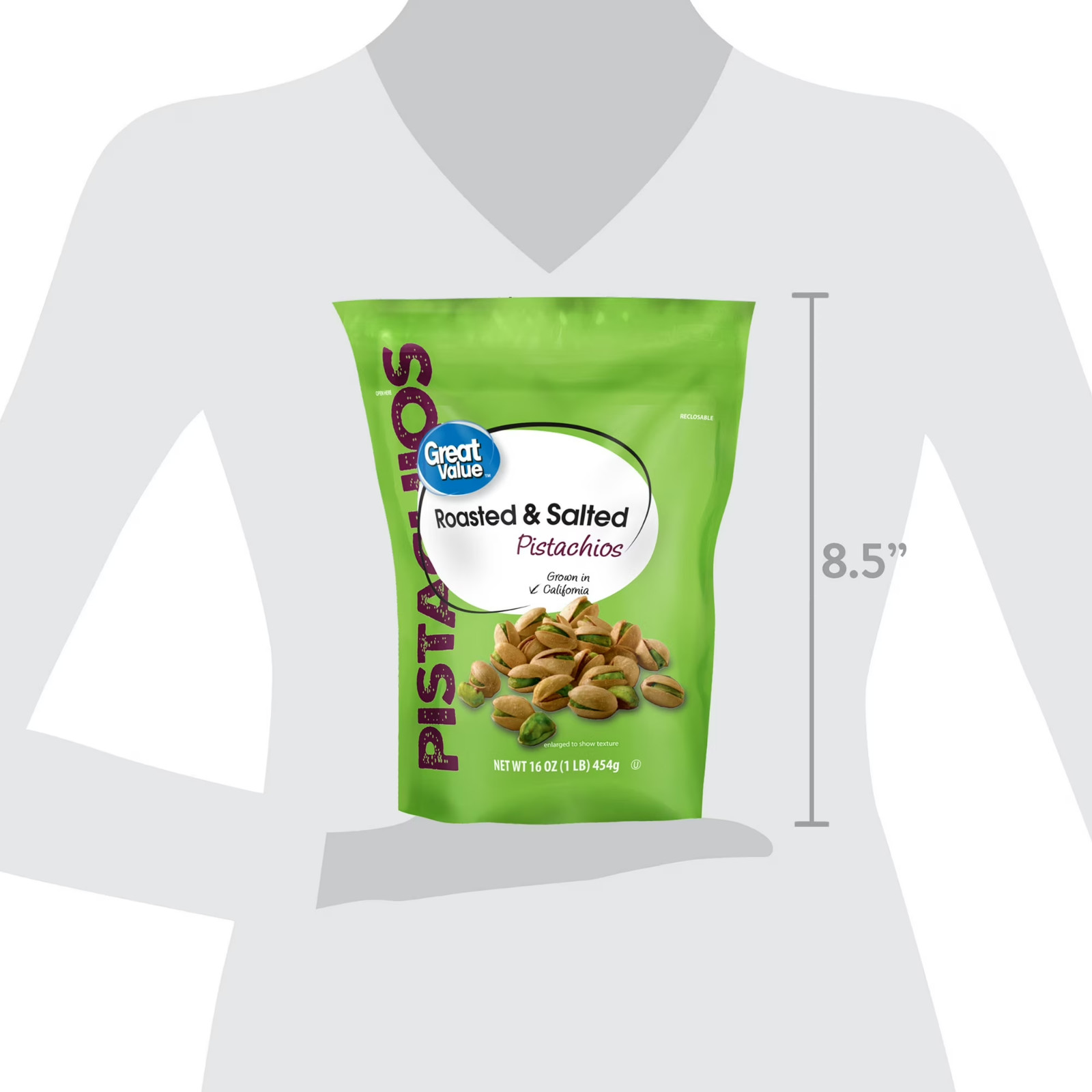 Great Value Roasted & Salted Pistachios, 16 oz Resealable Bag Pack of 2