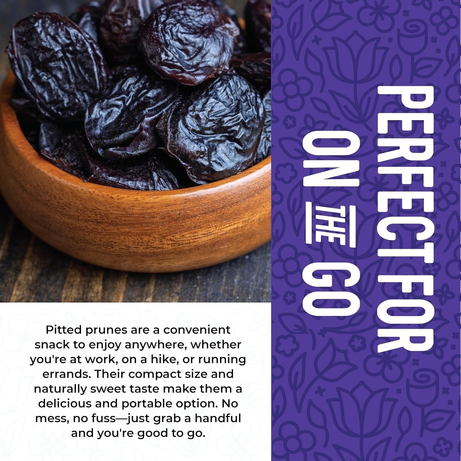 Herbaila Dried Pitted Prunes 2lbs, Unsweetened, No Sugar Added