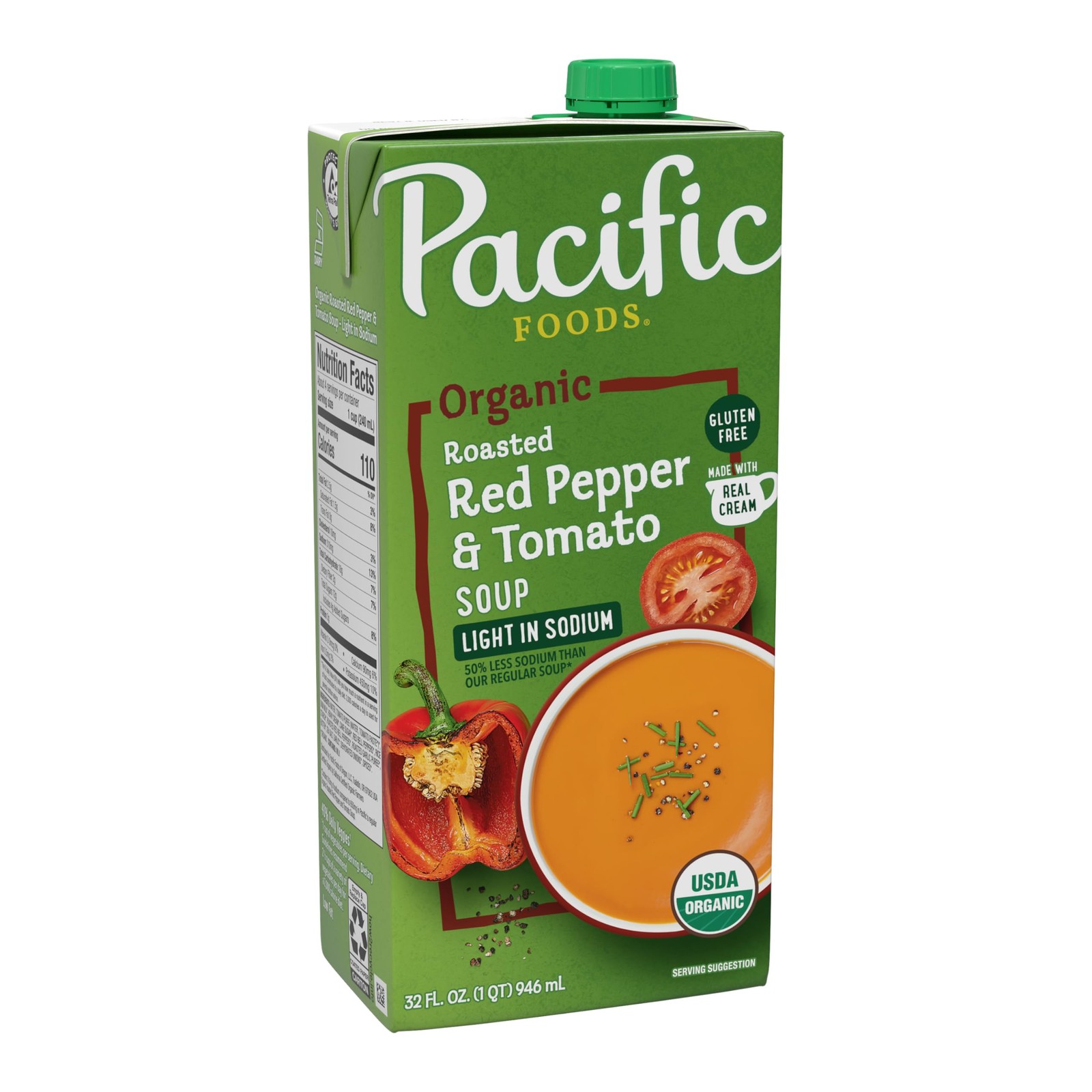 Organic Low-Sodium Roasted Red Pepper Tomato Soup – 32 oz Carton