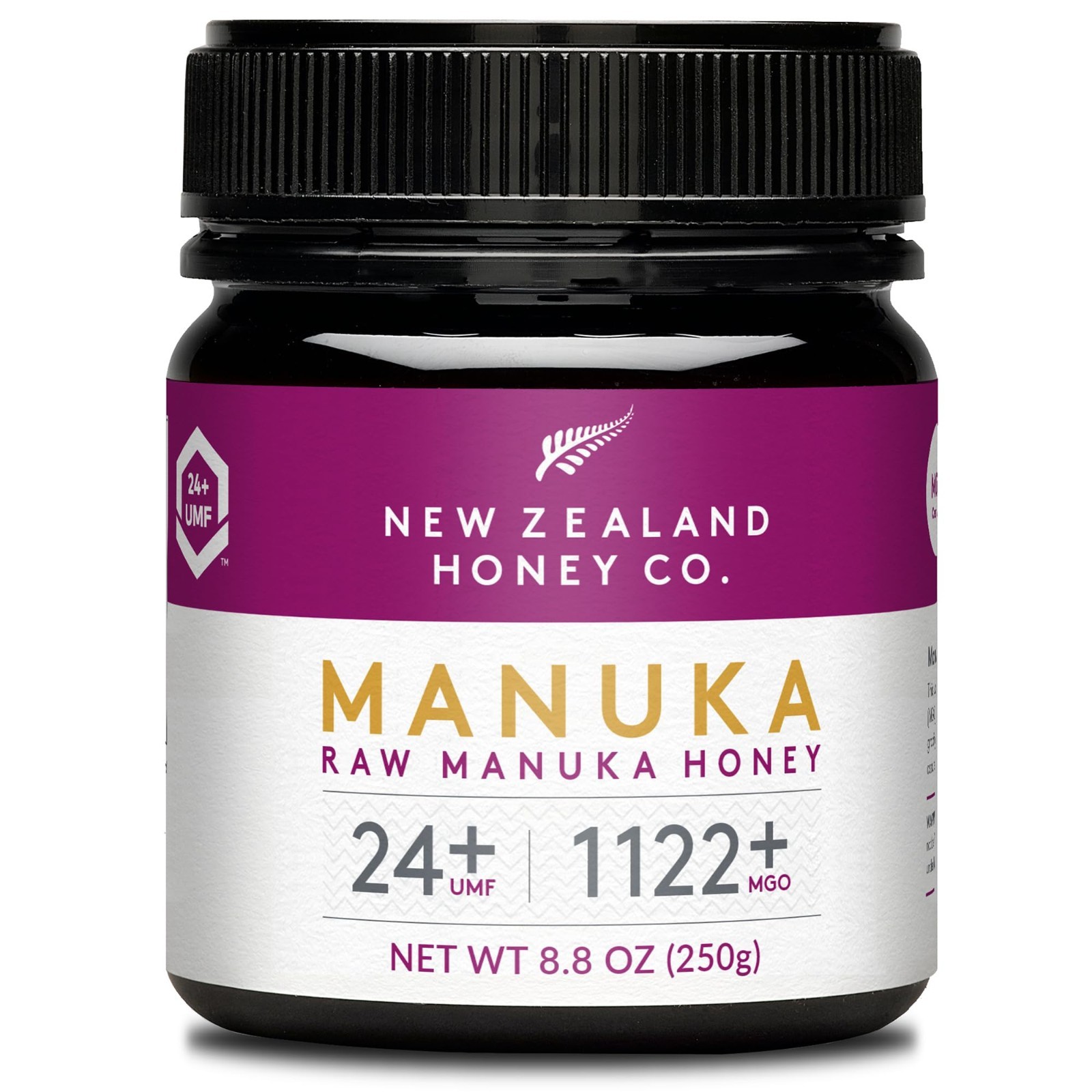8.8 oz New Zealand Honey Co. Raw Manuka Honey UMF 24+ / MGO 1122+. UMF Certified