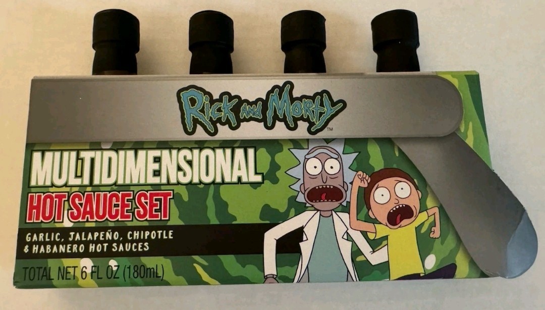 Rick and Morty Interdimensional Hot Sauce Garlic, Jalapeno, Chipotle, & Habanero
